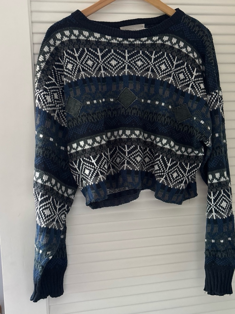Navy Fair Isle Cropped Turtleneck Sweater - Women